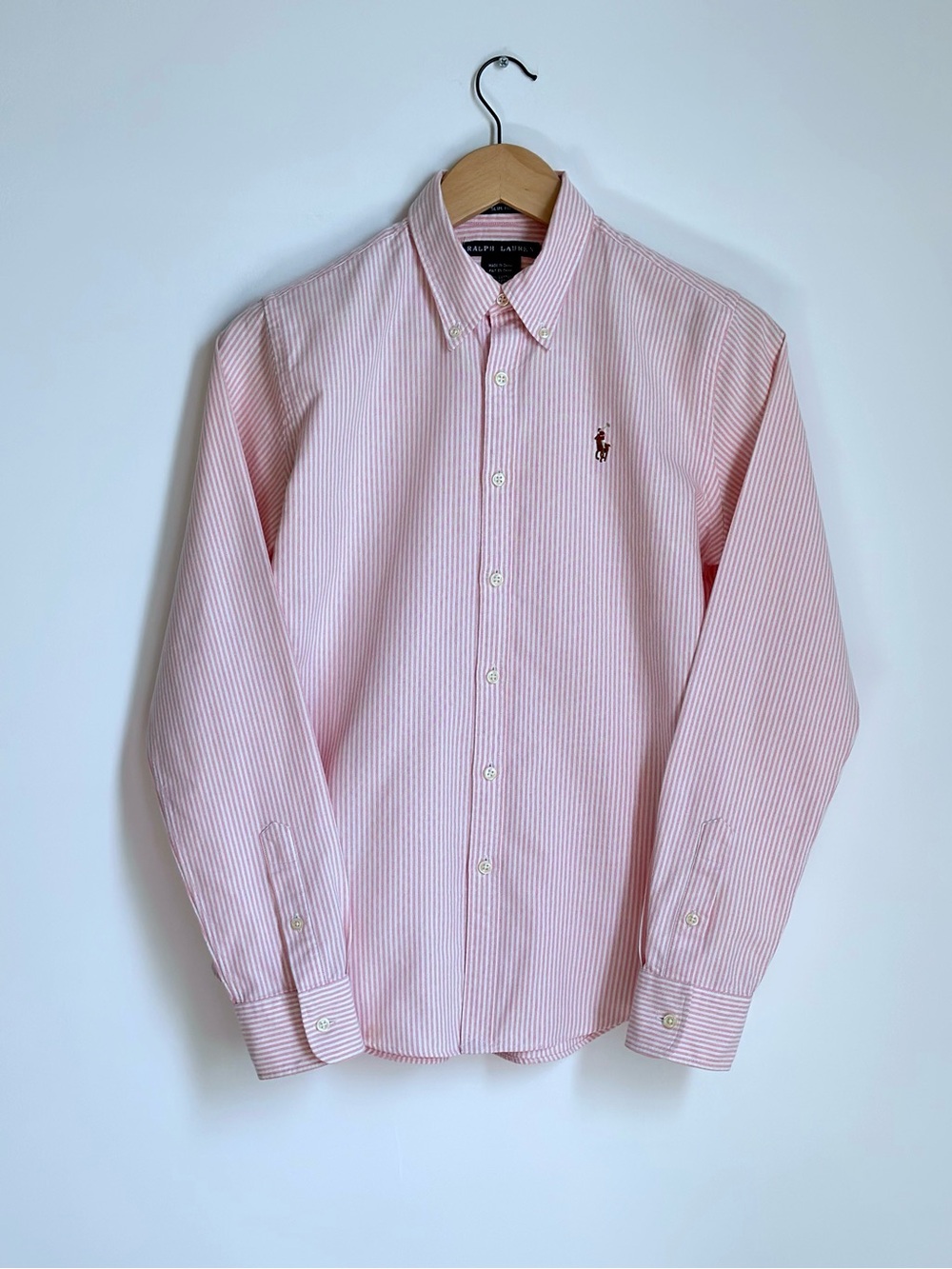 Classic Ralph Lauren Pink Striped Button-Down Shirt size 8 Excellent S Slim fit